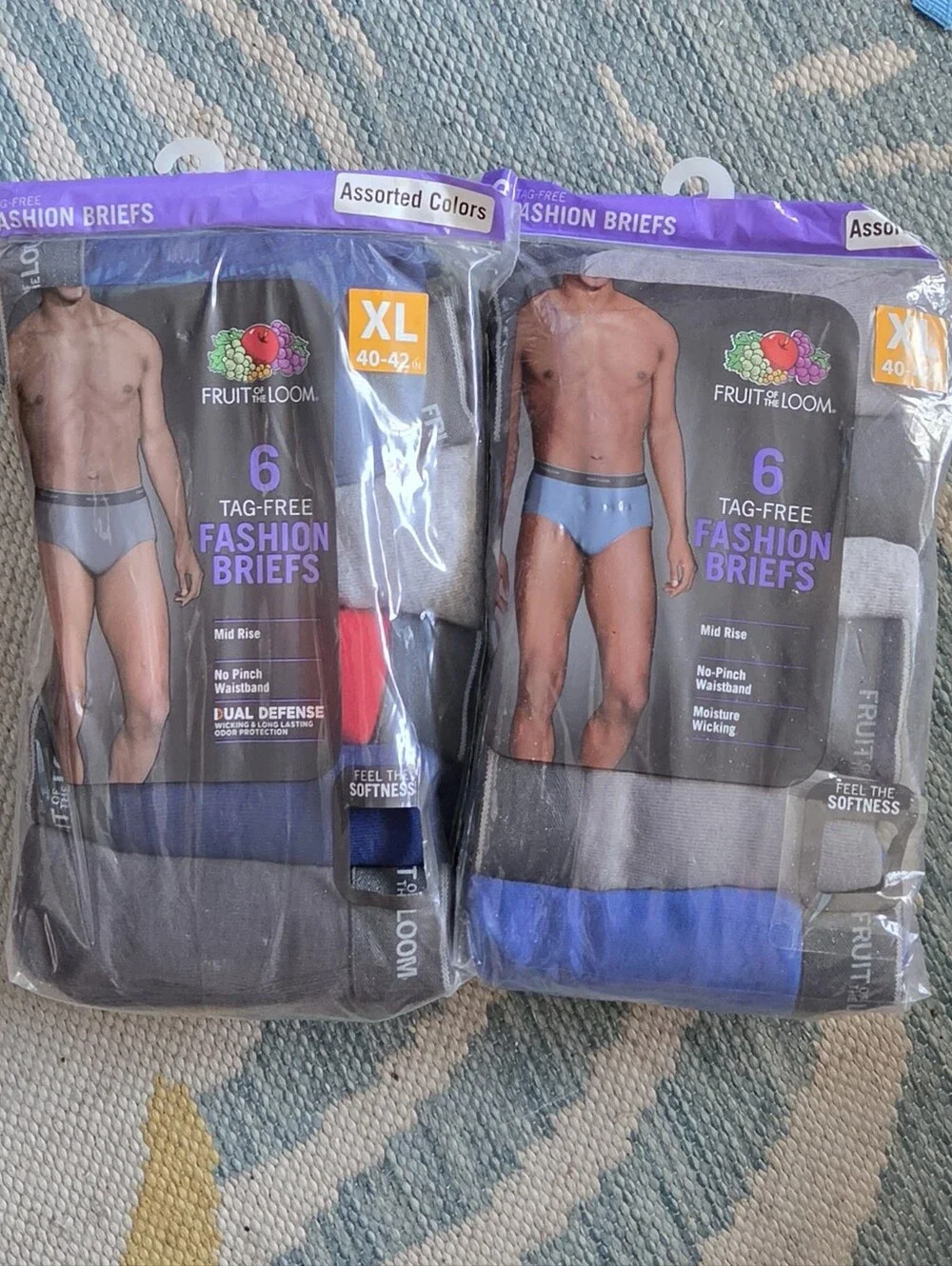 NIP, Men's Briefs, 2 Packs Of 6, Size XL- 40-42in.  Assorted Colors
